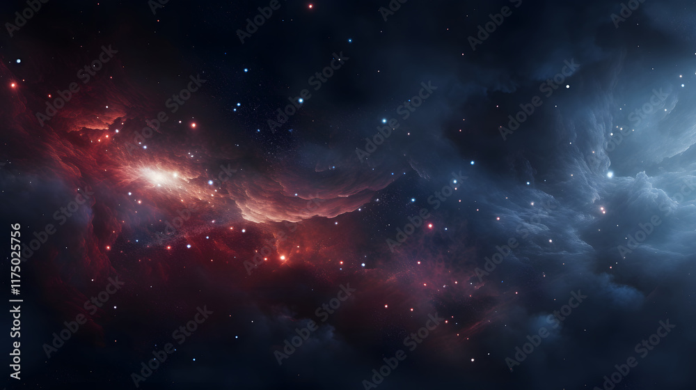 Obraz premium Digital space with milky way and nebula abstract graphic poster 