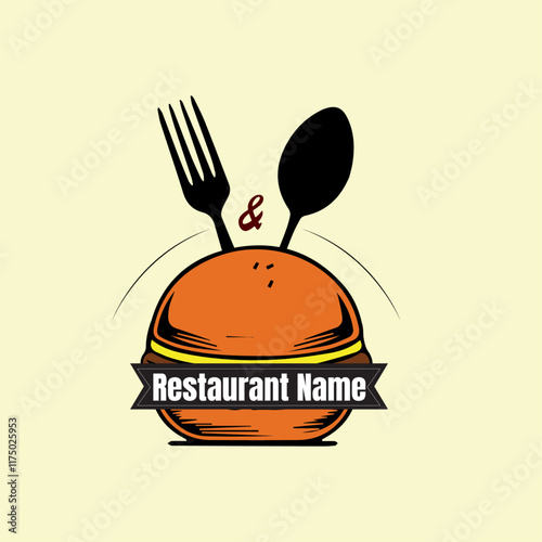 Burger factory logo. Hamburger restaurant emblem.  flat logo. Burger Logo Vector design template. 