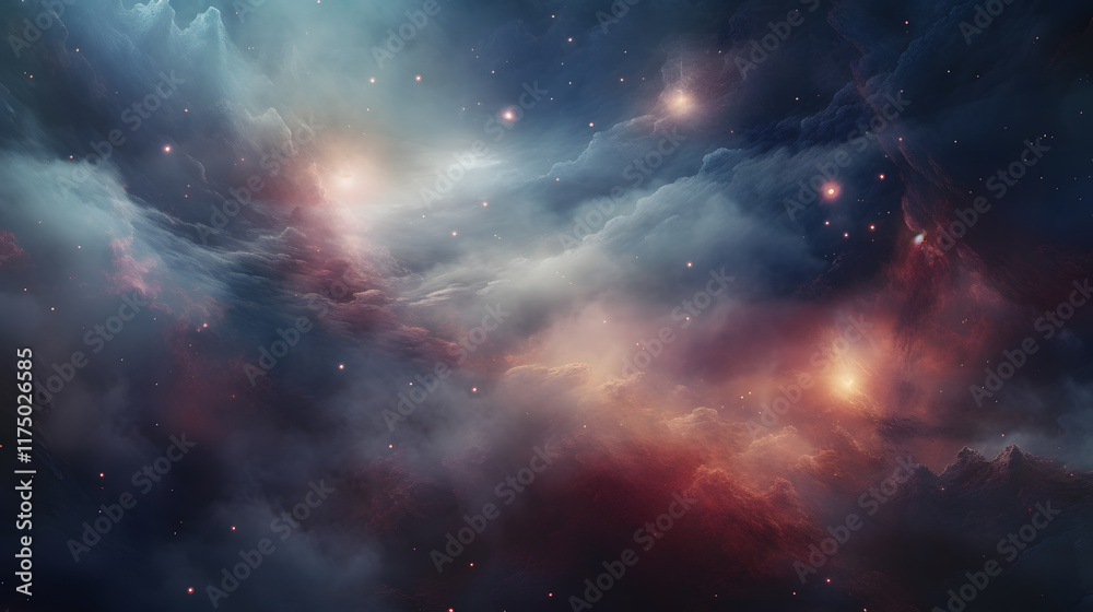 Fototapeta premium Digital space with milky way and nebula abstract graphic poster 