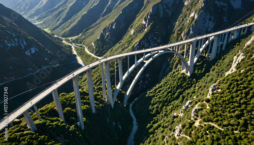 Pont majestueux dans les montagnes photo