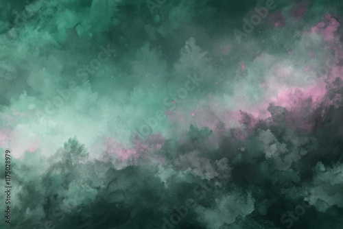 Abstract green background, soft watercolor texture, dreamy atmosphere, artistic design, vibrant color blend.