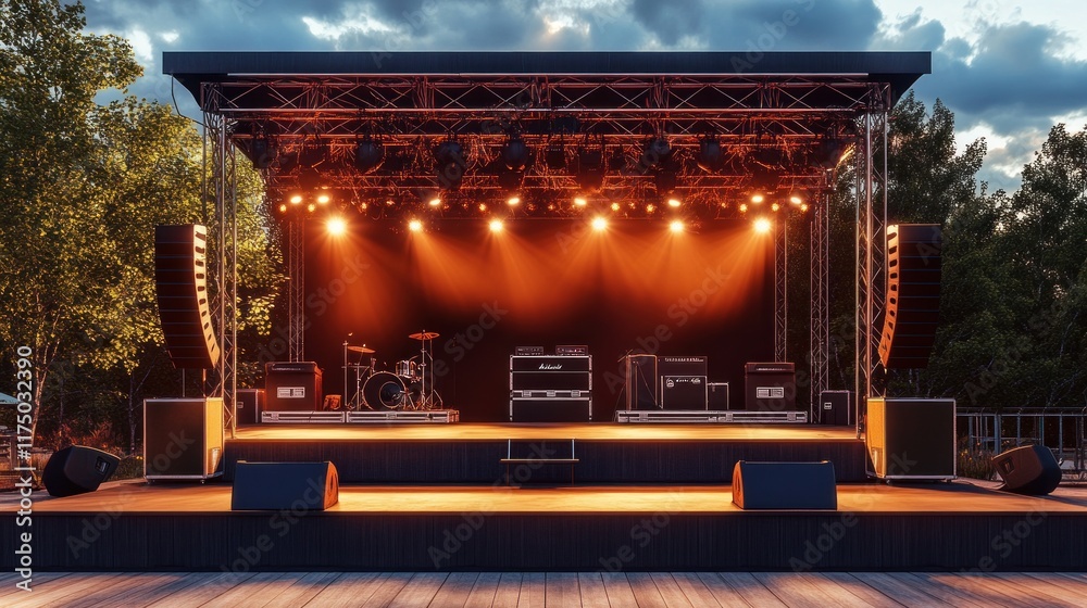 Obraz premium Outdoor Concert Stage at Dusk: Ready for a Show