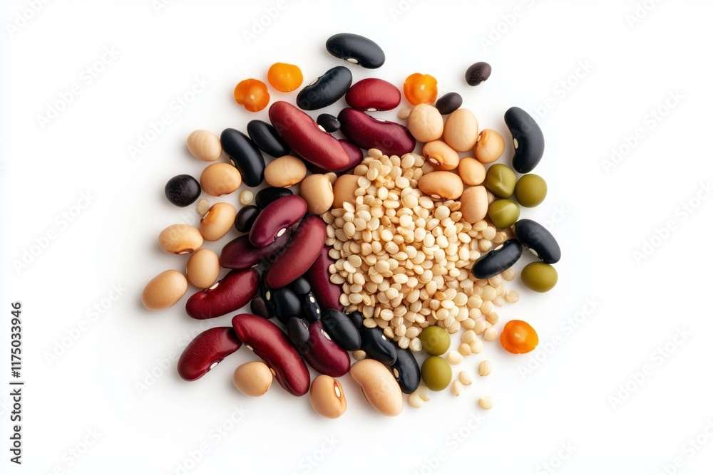 Diverse legumes and grains display studio setting food photography natural light nutritional variety Diverse legumes and grains display studio setting food photography natural light nutritional variety