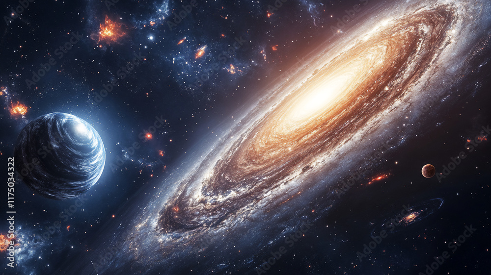 Obraz premium Astral landscape with cosmic lights spreading across the sky 