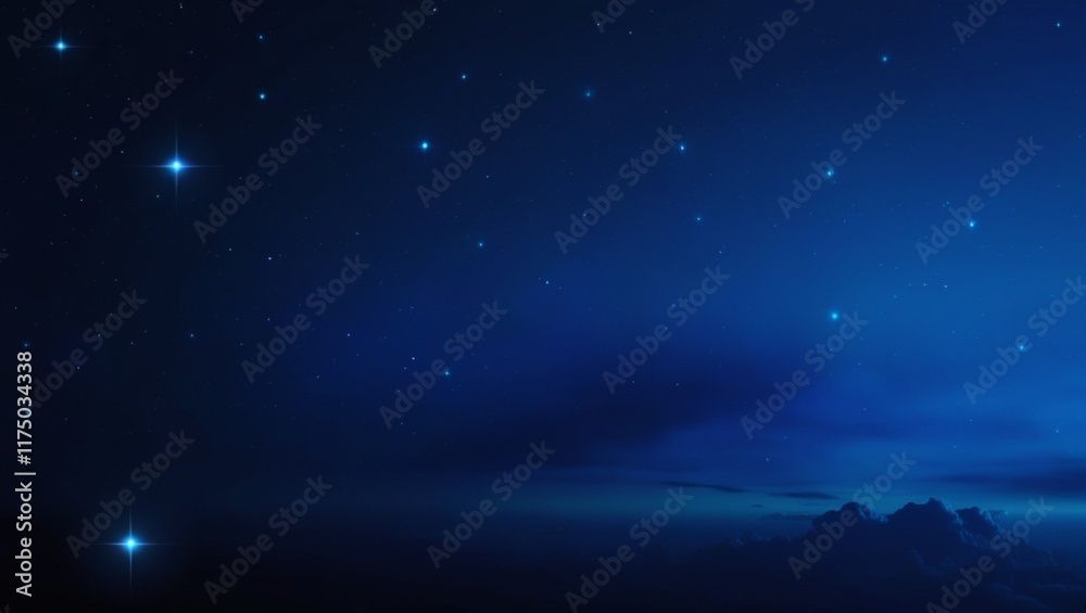 Fototapeta premium Blue ripples of light weave through dark, dusty patches in the interstellar clouds, painting a vast and empty scene of outer space.