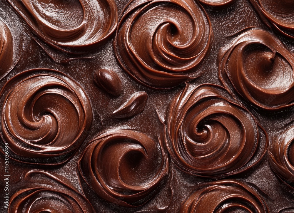 Chocolate background, chocolate swirls, hyperrealistic, close-up, high resolution, high definition 