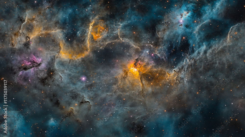 Fototapeta premium Celestial landscape with star clusters in surreal colors