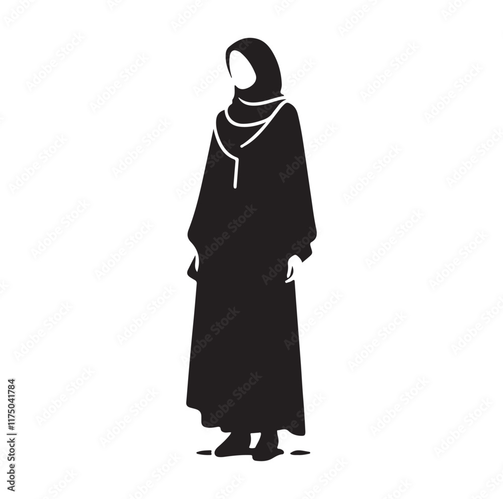 Hijab style standing vector Silhouette SH Hijab style standing vector Silhouette SH