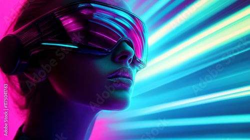  Retro-Futuristic portrait with vivid colors against a cinematic backdrop 