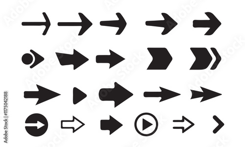 Collection different arrows sign. Black vector arrows icons. Modern simple arrows. Vector illustration eps 10