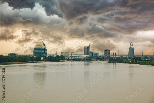 city skyline at sunset Khartoum Sudan