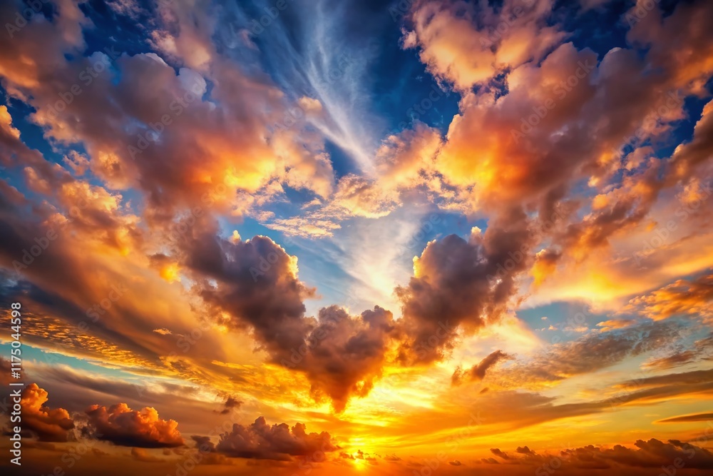 Fototapeta premium Heart Shaped Cloud Sunset - Romantic Sky Stock Photo