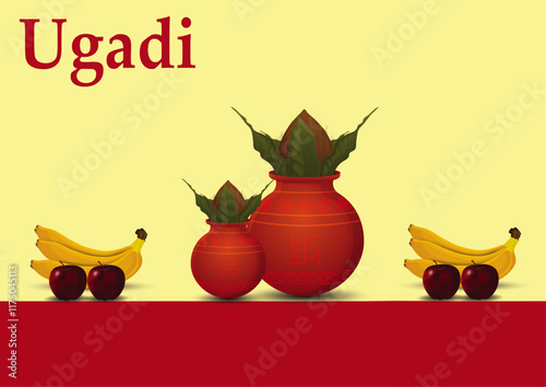 Vector illustration concept of Happy Ugadi greeting