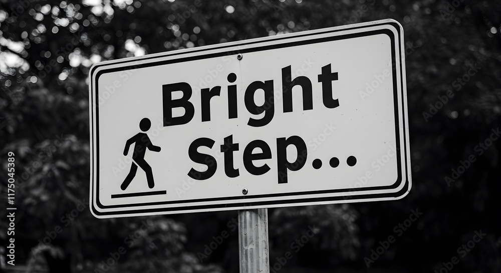 Motivational street sign bright step for outdoor encouragement and pathway walking guidance designed for uplifting or creative concept