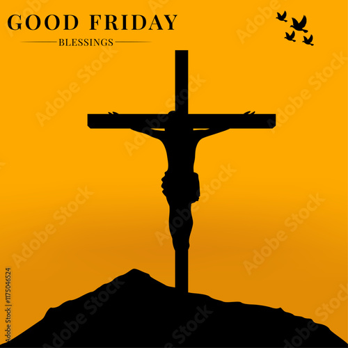 Good Friday. Background with wooden cross, Vector illustration