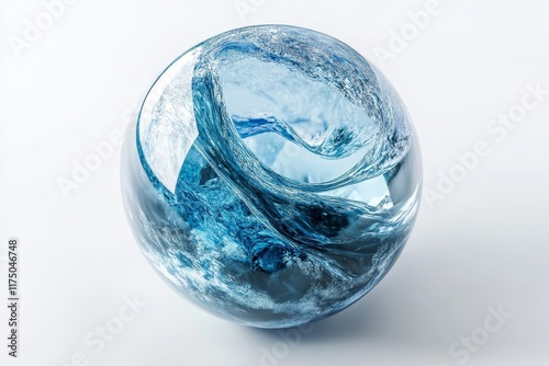 Wallpaper Mural 3d illustration of a spherical water splash isolated on a clean white background Torontodigital.ca