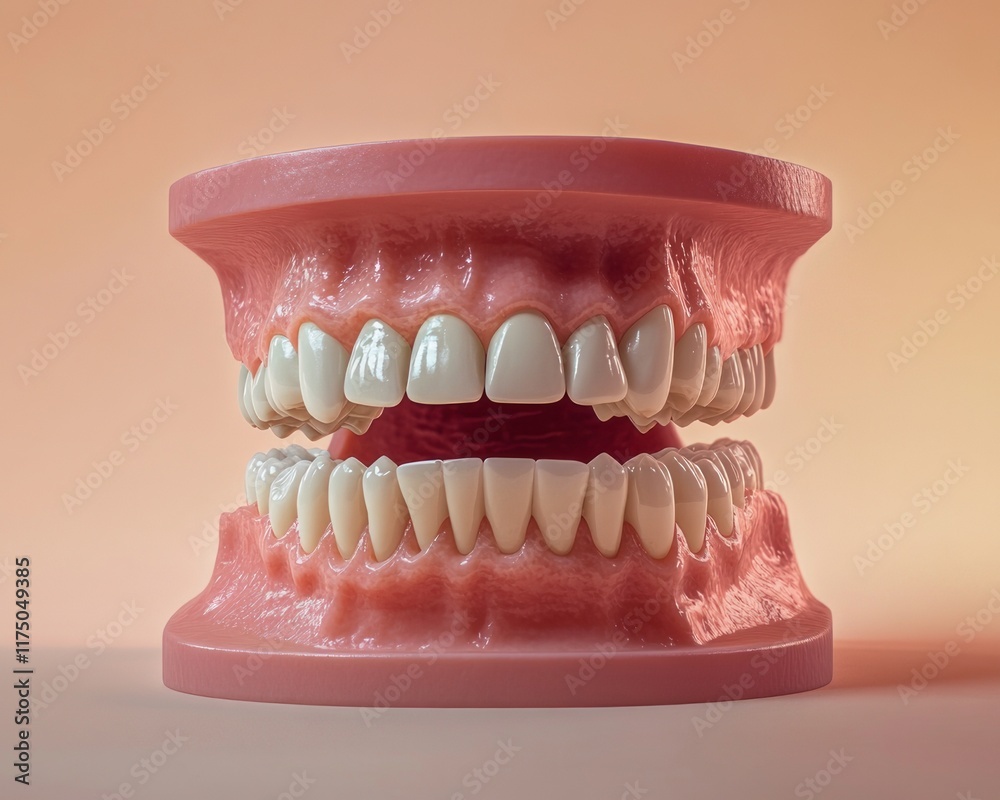 Obraz premium A small open object with two rows of human teeth inside, displayed through an open front.