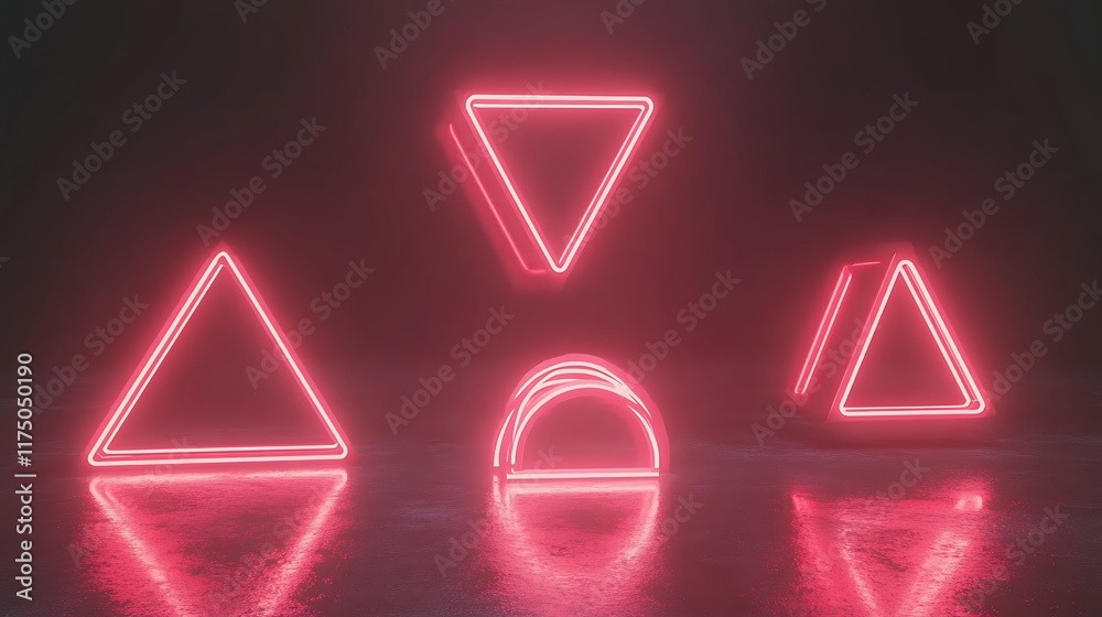 Pink Neon Triangles and Archway Abstract Design Pink Neon Triangles and Archway Abstract Design