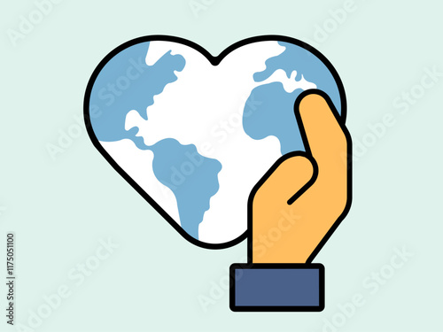 Global charity  hand earth donation illustration