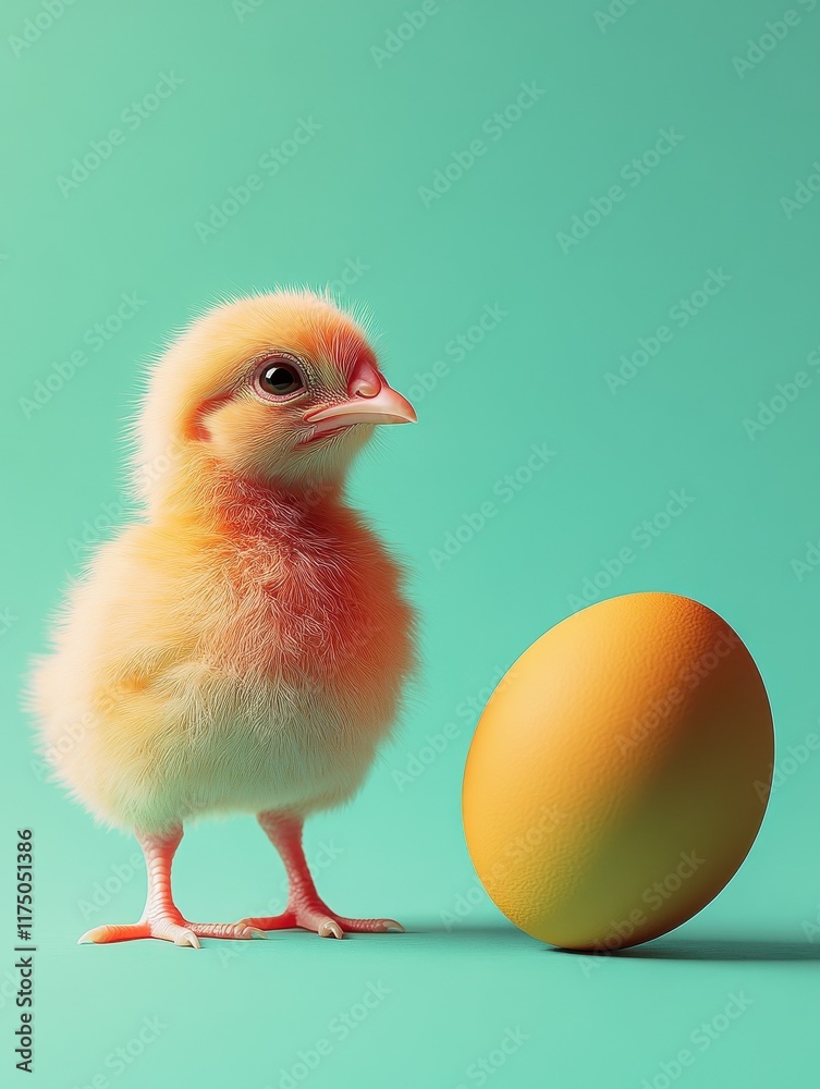 easter chick with egg and copy space easter chick with egg and copy space