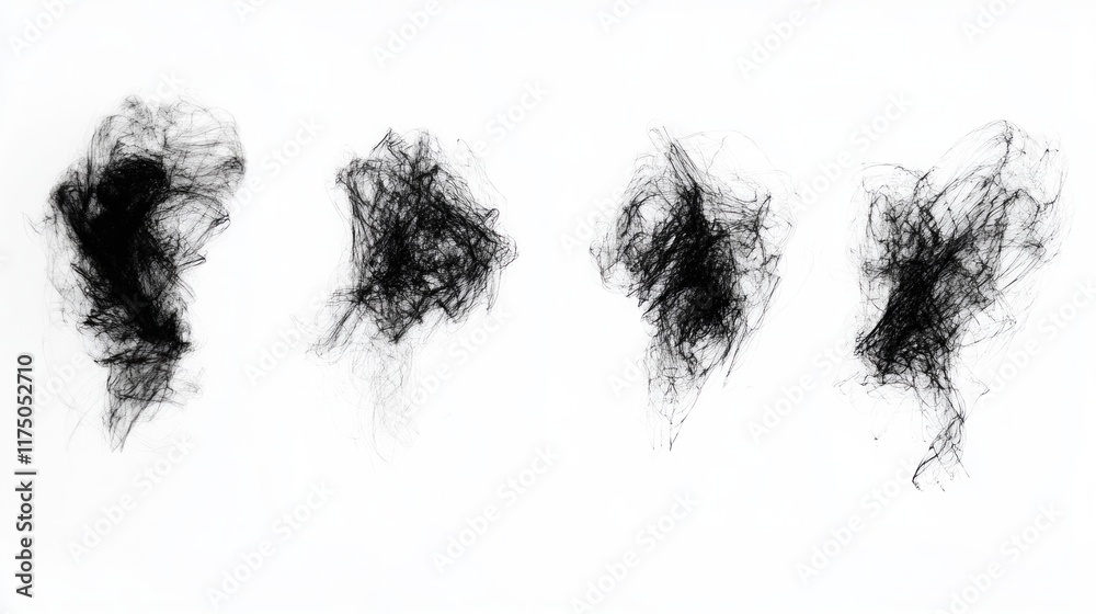 Fototapeta premium set of hand-drawn scribbles, black and white frame, background, brush strokes, paint brush 