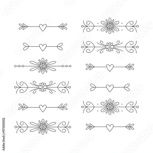set of decorative swirls and line illustration elements for design