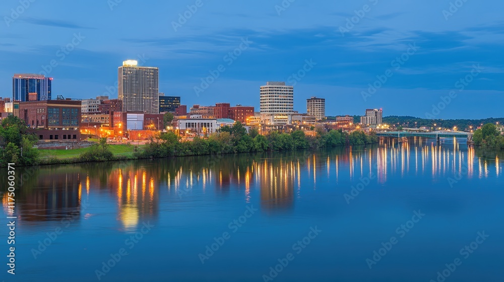 Chattanooga Skyline Reflecting in River at Dusk Chattanooga Skyline Reflecting in River at Dusk