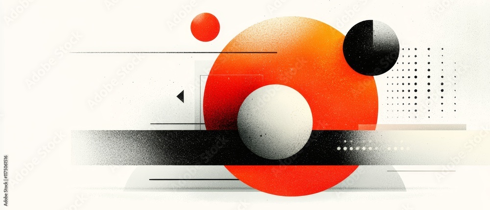 Obraz premium Abstract Geometric Orange and Black Circles Design Modern Art Background White Space Graphic Design