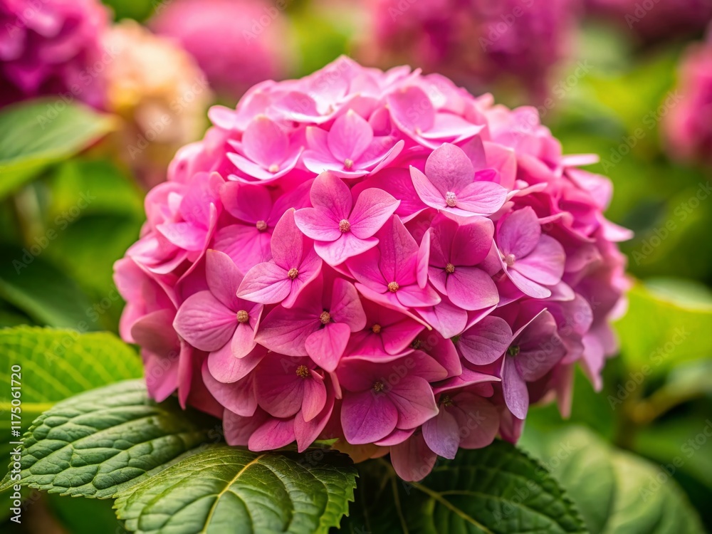 Pink Hydrangea Bloom Close-up: Detailed Macro Photography of Hydrangea Flower Pink Hydrangea Bloom Close-up: Detailed Macro Photography of Hydrangea Flower