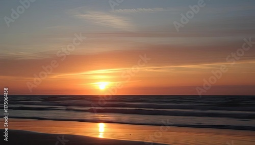 Golden sunset over ocean beach