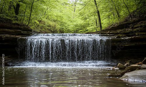 Minimalist photo of a waterfall photo