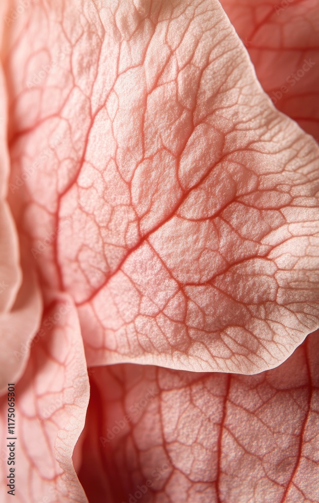 Fototapeta premium Beautiful pink camellia petal macro photography, with detailed texture and soft lighting, focusing on the intricate details of the petals and using depth of field to create an artistic background