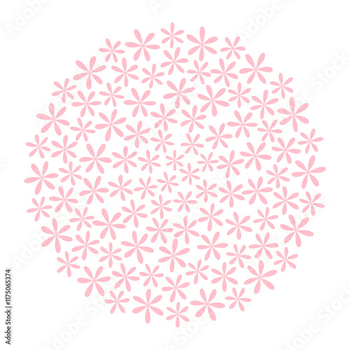 Abstract flowers Circle background texture in trendy soft pink. Monochrome backdrop in minimalism