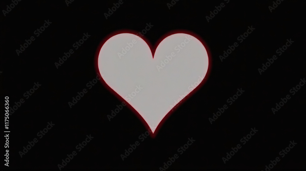 A Large White Heart Outlined in Red, Placed in the Center of a Black Background, Creating a Strong Contrast A Large White Heart Outlined in Red, Placed in the Center of a Black Background, Creating a Strong Contrast