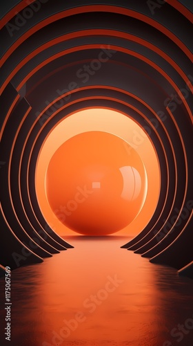 Technology orange abstract sphere internal space poster background photo