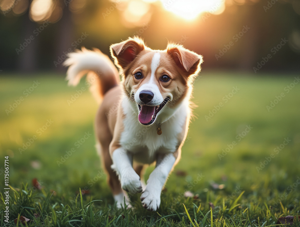 A Playful Dog Wagging Its Tail in a Heart Shape Captured in a Moment of Joy at the Park