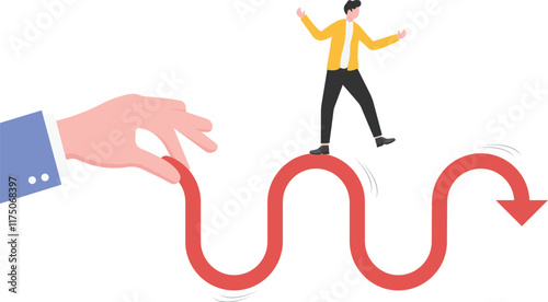 big businessman hand shaking business graph. Business power and competition concept.


