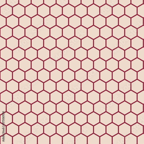 Japanese Pattern: Kikko Seamless Design - Reddish Brown on Beige (亀甲 赤茶 ベージュ 和柄)