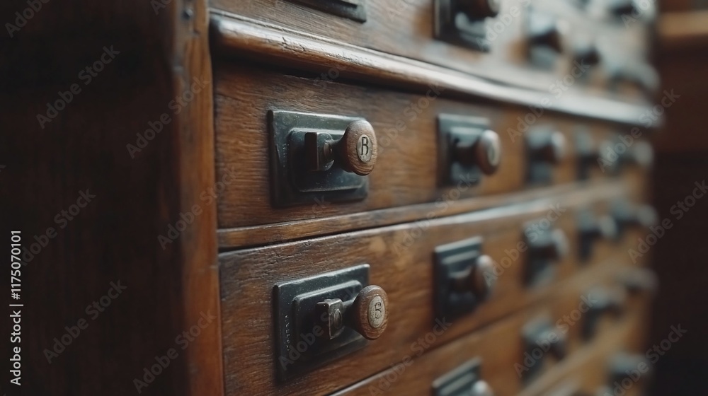 Antique wooden drawers, close-up, interior, storage Antique wooden drawers, close-up, interior, storage