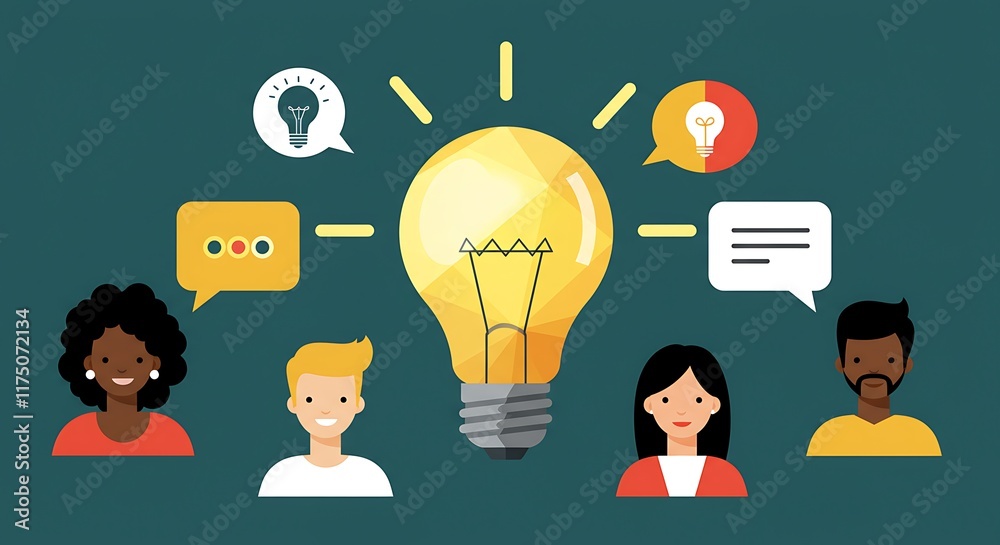 Teamwork Ideas Innovation Brainstorming Collaboration Lightbulb Communication Diversity Concept Teamwork Ideas Innovation Brainstorming Collaboration Lightbulb Communication Diversity Concept
