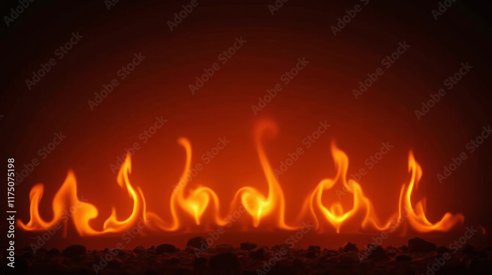 Subtle Flames with Heart-Shaped Embers Curl into the Bottom Corners, Offering a Warm and Inviting Frame Subtle Flames with Heart-Shaped Embers Curl into the Bottom Corners, Offering a Warm and Inviting Frame