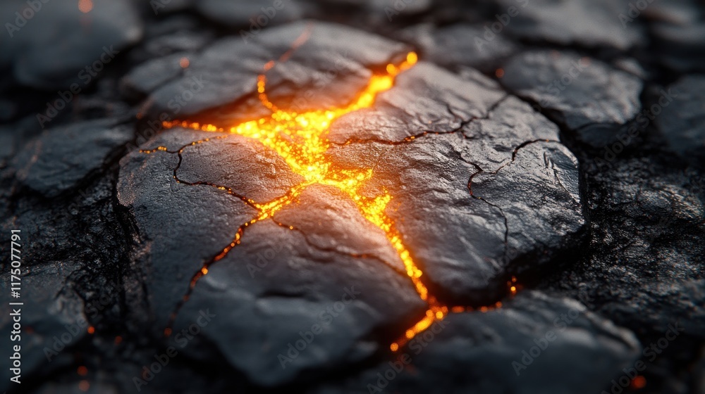 Volcanic fissure glowing lava, dark rock surface, background texture, earth science Volcanic fissure glowing lava, dark rock surface, background texture, earth science