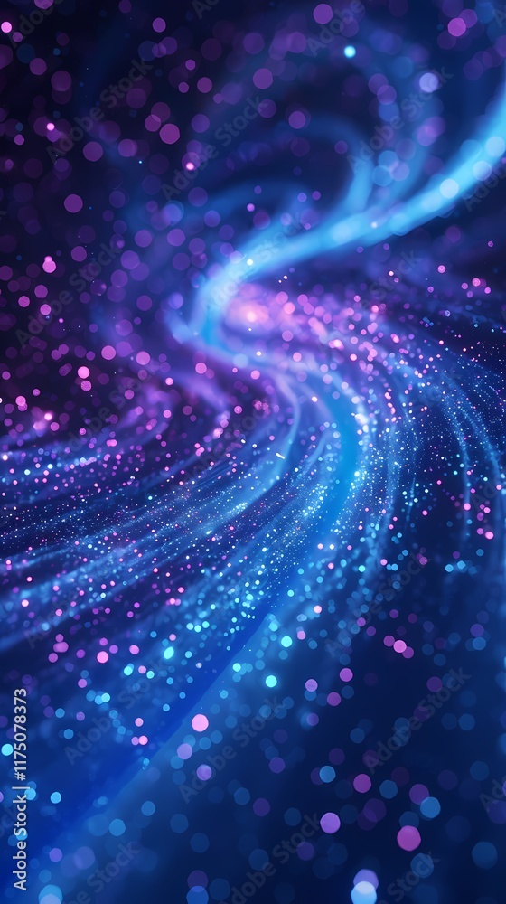 Obraz premium Vast universe blue curve and glowing asteroid illustration poster background