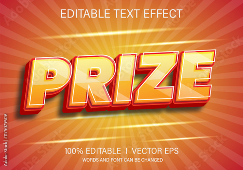 prize vector text effect with modern style design