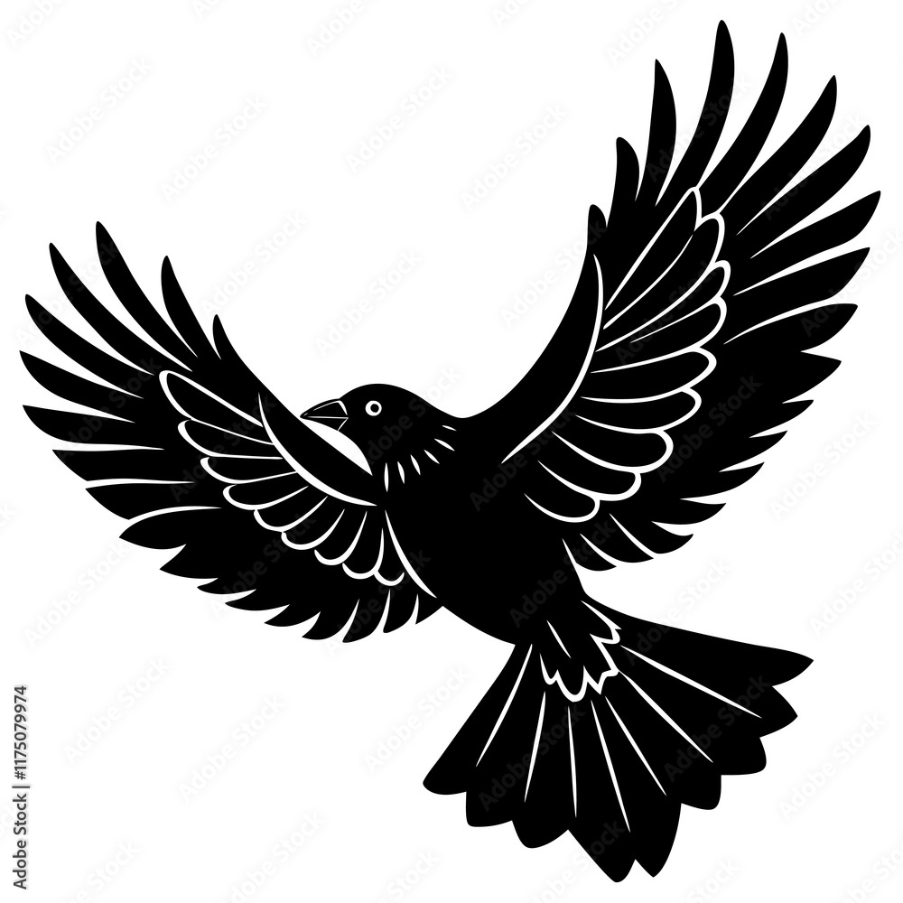 Obraz premium Silhouette of a bird in flight, representing freedom and grace.