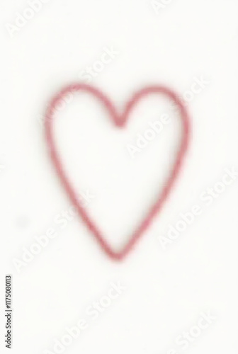 A Minimalistic Heart Made with a Thin Red Outline on a Plain White Background, the Interior Left Blank