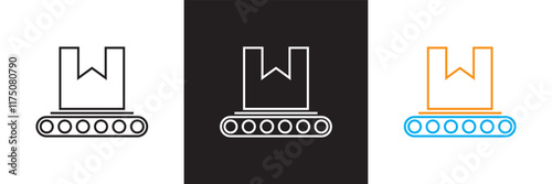 Package conveyor icon sign vector.  isolated on white and black background. vector illustration. EPS 10