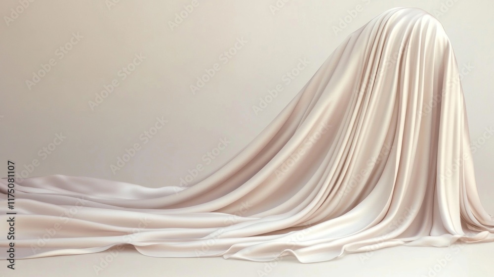 White abstract festive background with elegant soft folds of luxurious silk satin fabric, creating a beautiful drapery border and ample copy space for wedding designs White abstract festive background with elegant soft folds of luxurious silk satin fabric, creating a beautiful drapery border and ample copy space for wedding designs