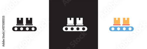 Package conveyor icon sign vector.  isolated on white and black background. vector illustration. EPS 10