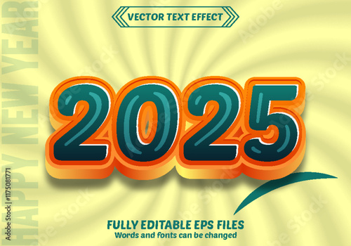 happy new year 3d text effect and bundle editable text effect with luxury 2025, 2026, 2027-year background